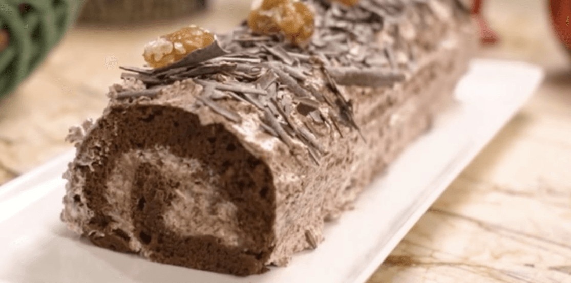 Bûche Stracciatella et Marrons