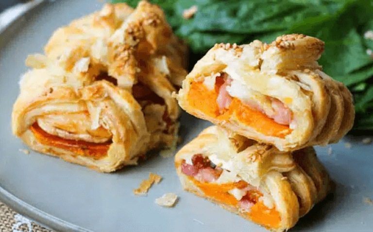 feuilletés au Potimarron, Chèvre, Jambon et Miel