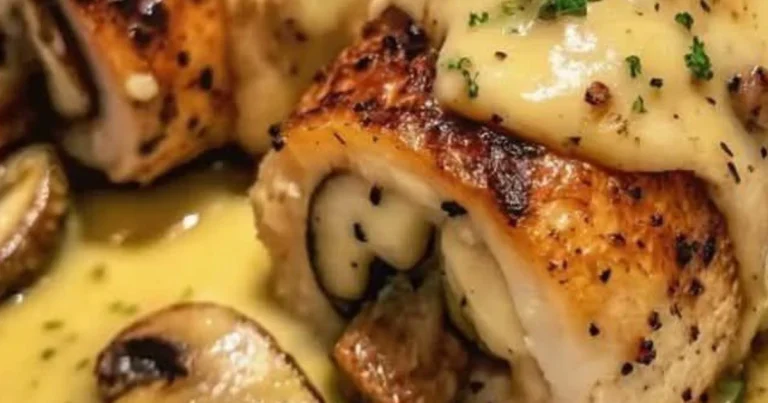 Poulet farci aux champignons