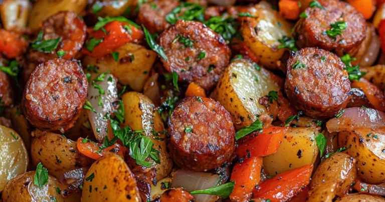 Poêlée de pommes de terre et saucisses fumées
